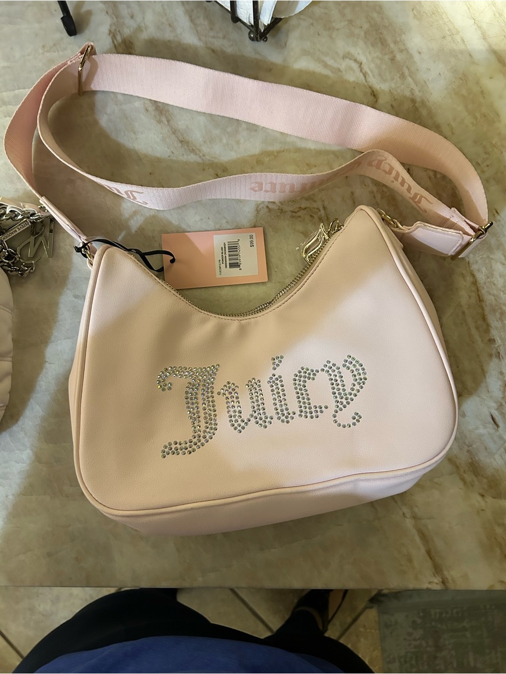 Juicy Couture Pink Rhinestone 'Juice' Crossbody Bag